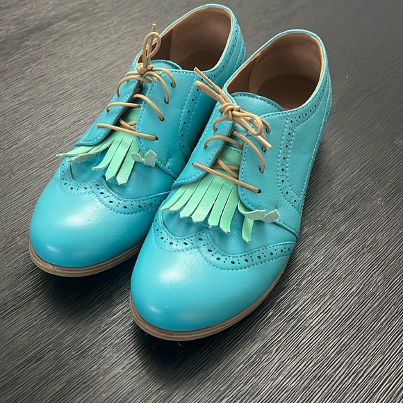 Julia Bo Shoes - Julia Bo Turquiose Oxford Shoes